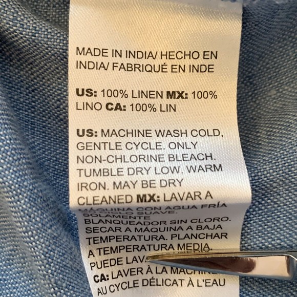 Chicos 2 T Linen Pull On Pants Blue Straight Leg Pockets Washable - Picture 10 of 10